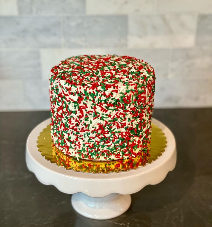 a cake with sprinkles is on a plate