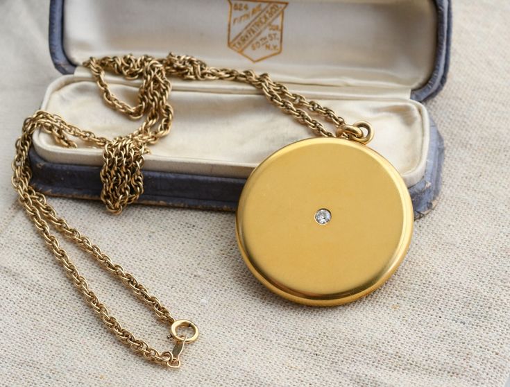 "This classic 14K late Victorian/Edwardian diamond locket with its original 24\" long braided chain is a must-have piece for your personal wardrobe. In fact, it has traditionally been the most popular antique adornment piece. The locket was made by CARTER, GOUGH & CO., one of the leading jewelry makers based in Newark, NJ from the second half of 19th century to early 20th century. 🎆A similar example can be found in Pg 11 of 1916-1917 Margolis wholesale Jewelry Co. Catalog (see the last image). Antique Style Necklace With Curb Chain As Gift, Victorian Jewelry With Curb Chain As A Gift, Victorian Curb Chain Jewelry As A Gift, Victorian Curb Chain Jewelry Gift, Antique Wheat Chain Jewelry Gift, Victorian Gold Locket Necklace With Hallmark, Vintage Yellow Gold Locket Necklace For Keepsake, Victorian Yellow Gold Locket Necklace For Keepsake, Historical Collectible Locket Jewelry