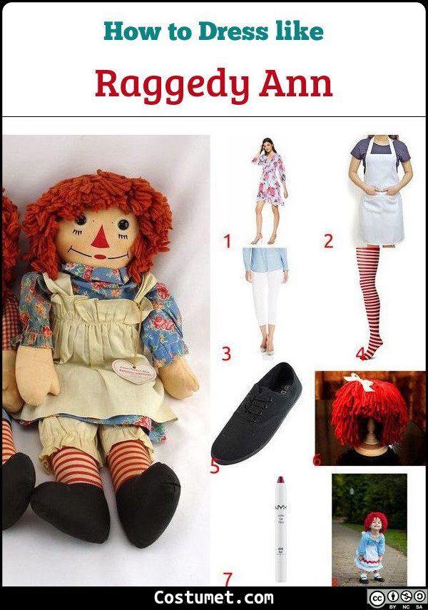 an image of raggedy ann doll with instructions for it's clothes and accessories