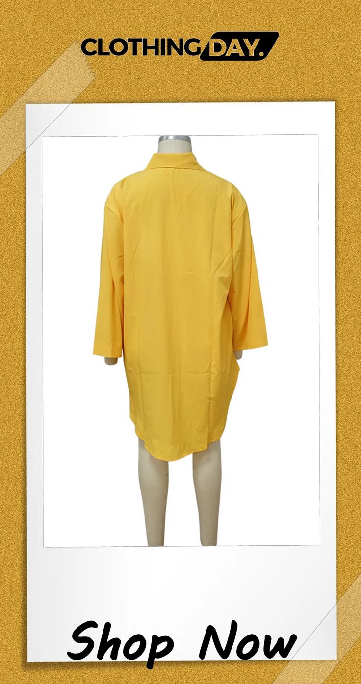 Yellow Casual Solid Split Joint Turndown Collar Shirt Dress Dresses Collar Shirt Dress, Collared Shirt Dress, Turndown Collar, Collar Shirt, Collar Shirts, Split, Shirt Dress, Shop Now, Collar