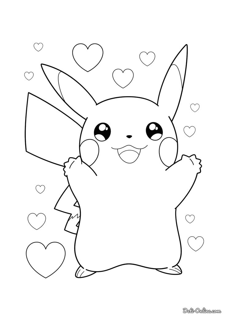 a cute pokemon coloring page with hearts