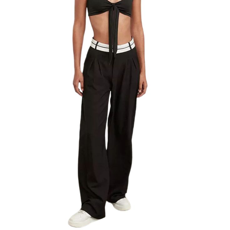 Black Floor Long Pants with Pocket Black Wide-leg Parachute Pants For Summer, Chic Black Straight Parachute Pants, Black High-waisted Parachute Pants For Summer, Chic Black Parachute Pants For Summer, Chic Black Summer Parachute Pants, Chic Black Parachute Pants With Pockets, Black Wide-leg Pants With Belt Loops, Black Wide-leg Parachute Pants With Belt Loops, Black Parachute Pants For Workwear, Summer