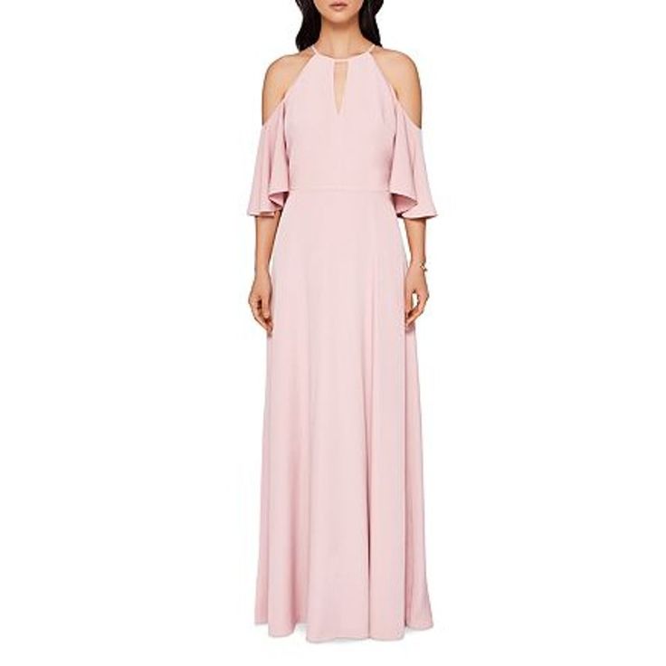 Excellent Pre-Owned Condition Dulciee Cold Shoulder Gown From Ted Baker Ted Baker Size 0, Us Size 00 Dusky Pink Crepe Fabric Cold Shoulder With Flutter Sleeve Key Hole Front And Back Zip With Button Closure Fitted Waist 100% Polyester Dry Clean Note - Brand Label Has Been Removed From Dress, But Brand Is Listed On The Care Tag - See Photos. No Rips, Holes Or Stains Measurements Laying Flat Are Approximate And Do Not Guarantee Fit Pit To Pit: 16" Waist: 12" Front Collar To Hem: 58" K282/Ms Cold Shoulder Gown, Cold Shoulder Maxi Dress, Ted Baker Dress, From Dress, Dusky Pink, Brand Label, Care Tag, Key Hole, Crepe Fabric