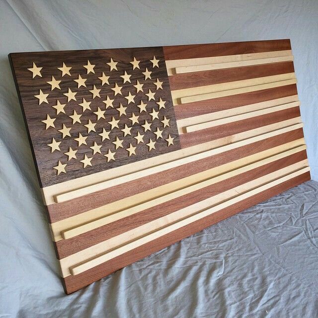 an american flag made out of wooden strips