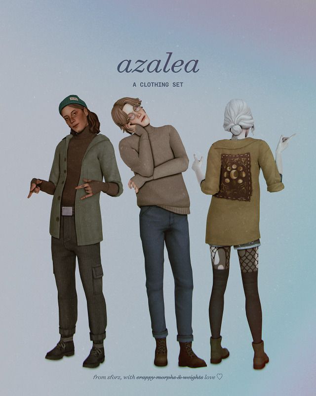 three people standing next to each other in front of a blue background with the words azalea on it