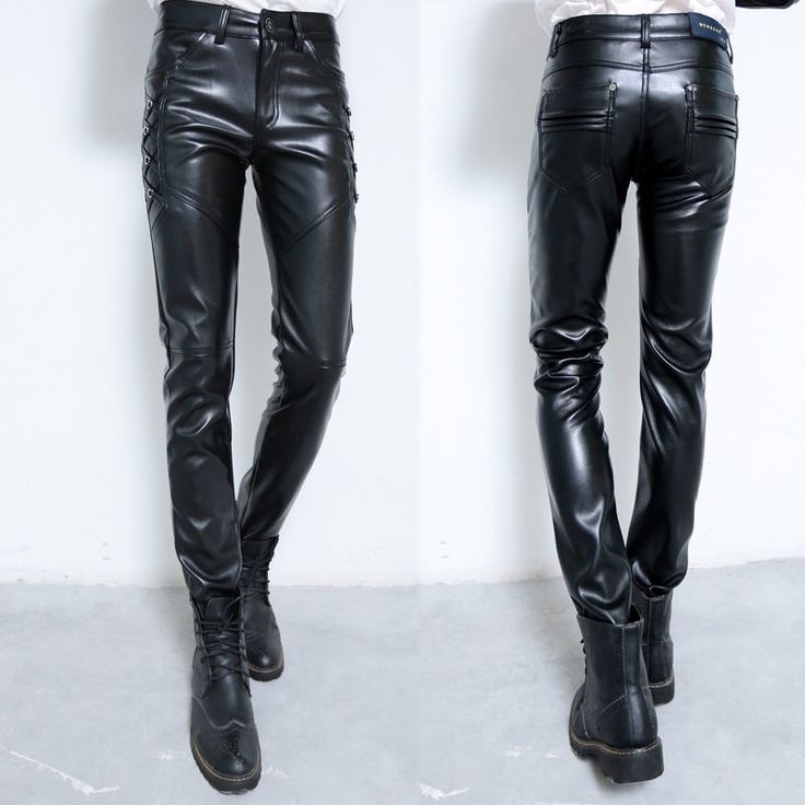 Men's Urban Chic Leather Trousers - Elevate your style with these sleek leather trousers, perfect for the modern urban man. Versatile and trendy, these pants offer both comfort and fashion for any occasion. Make a statement with this fashionable addition to your wardrobe. 👖🔥 Features: 👖 High-Quality Faux Leather: Crafted with premium materials for a fashionable urban vibe. 🌟🌃 📏 Full-Length Design: Provides a trendy and modern look that pairs well with any footwear. 👞👖 🌬️ Heavyweight Thi Urban Straight Leg Leather Pants, Sleek Leather Winter Pants, Fitted Leather Urban Bottoms, Urban Style Fitted Leather Bottoms, Urban Fitted Leather Bottoms, Urban Fitted Leather Pants For Fall, Modern Black Faux Leather Pants, Modern Black Leather Pants, Casual Pants Style