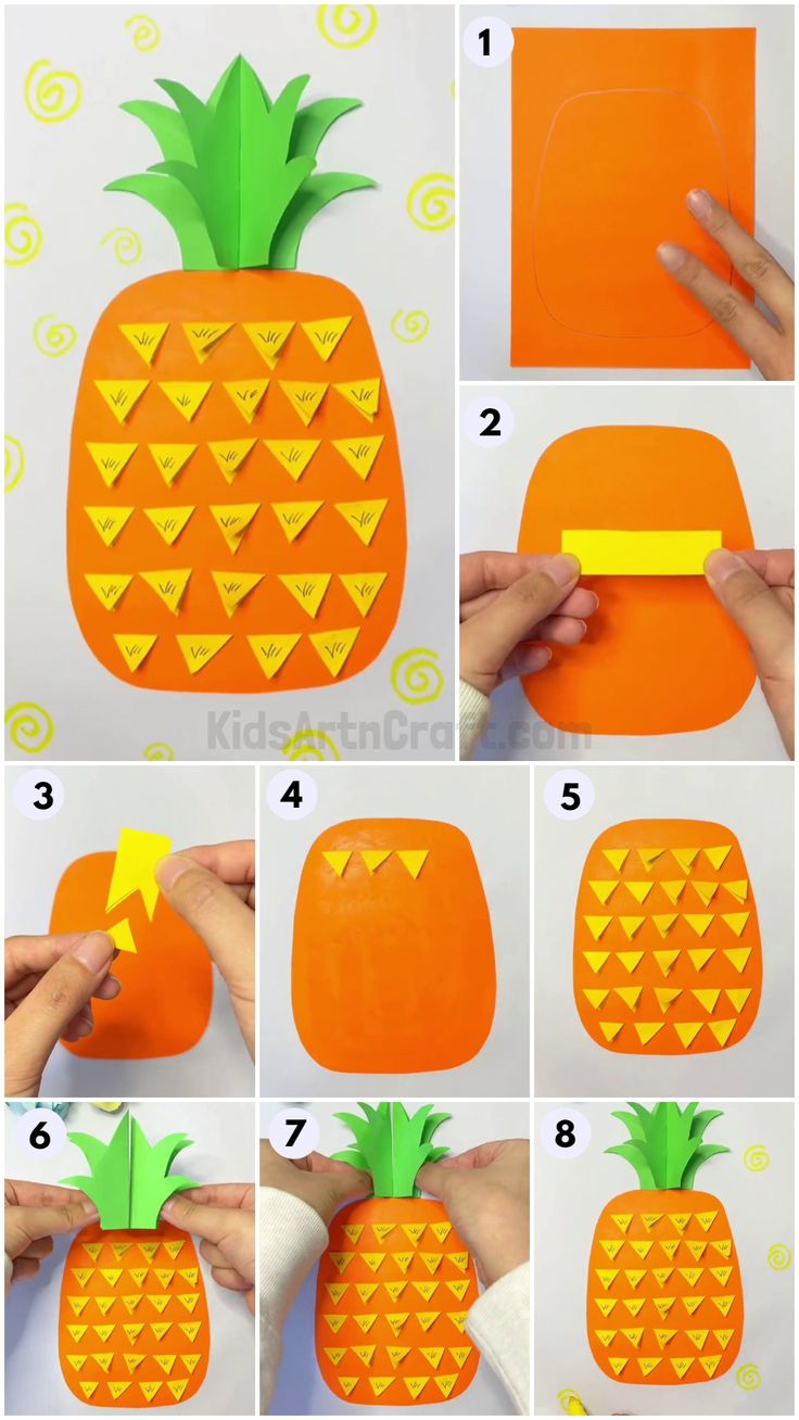 how to make a pineapple out of construction paper - step by step instructions on how to cut it