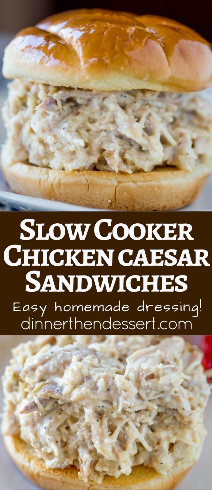 slow cooker chicken caesar sandwiches are an easy homemade dinner recipe