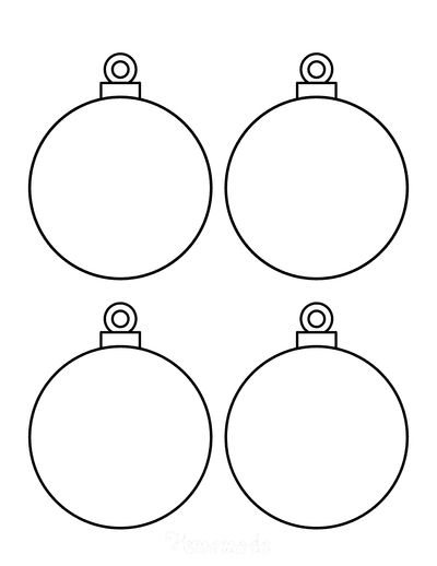 four christmas ornaments with one ornament hanging from the top and two on each side