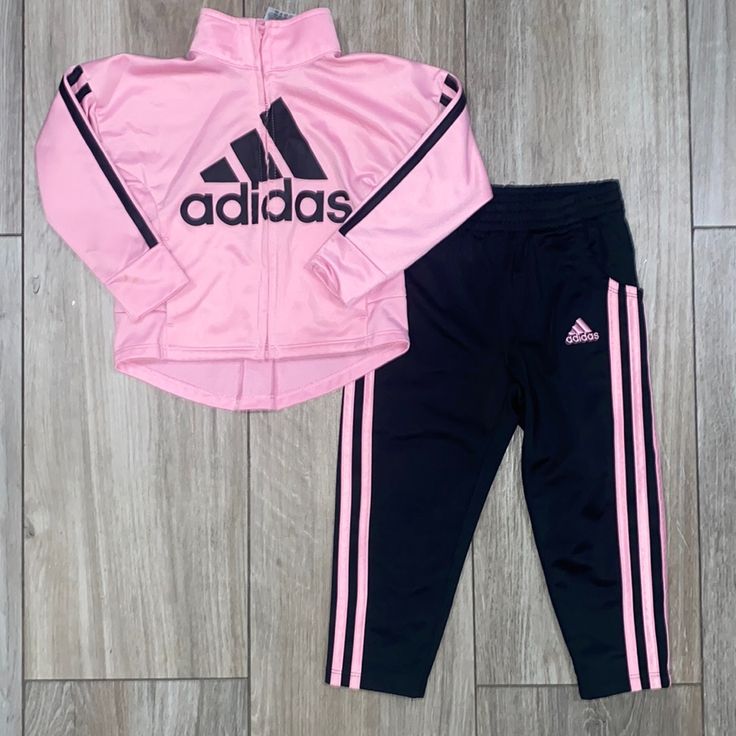 Nwot Adidas Toddler Size 2 Pink And Black Pant And Zip Up Long Sleeve Track Suit Pink Winter Sports Sets, Pink Adidas Cotton Set, Adidas Pink Cotton Sets, Pink Cotton Adidas Sets, Adidas Pink Playwear Sets, Adidas Fitted Winter Sets, Winter Adidas Fitted Sets, Adidas Pink Long Sleeve Sets, Sporty Pink Long Sleeve Sets