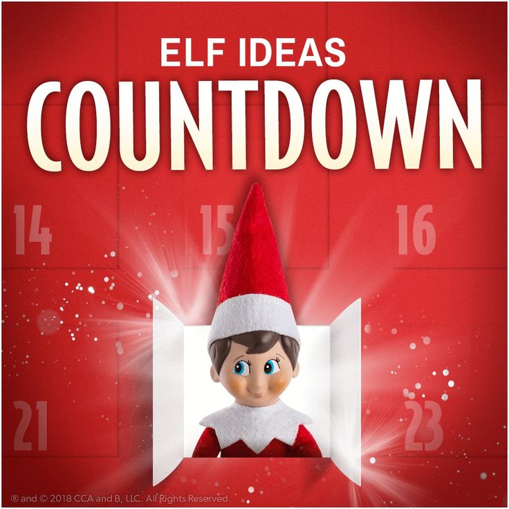 an elf is peeking out from behind a red wall with the words, elf ideas countdown