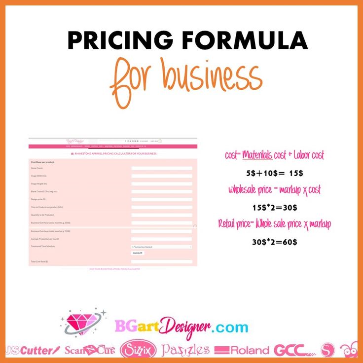 pricing form for business with orange and pink colors on the bottom, and an orange background