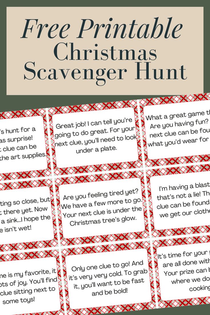 the free printable christmas scavenger hunt