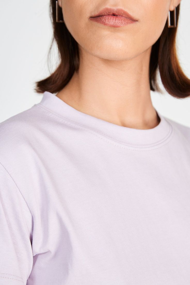 - Measurements: 1. Chest: 47cm, 2. Length: 51cm- Materials: 100% cotton- Thickness: Moderate- Sheerness: None- Stretch: Low- Lining: None- Care: Gentle wash cold and dry in shade London Free, Crew Neck Tshirt, Buy Now Pay Later, Neck T Shirt, Buy Now, Lilac, Crew Neck, London, T Shirt