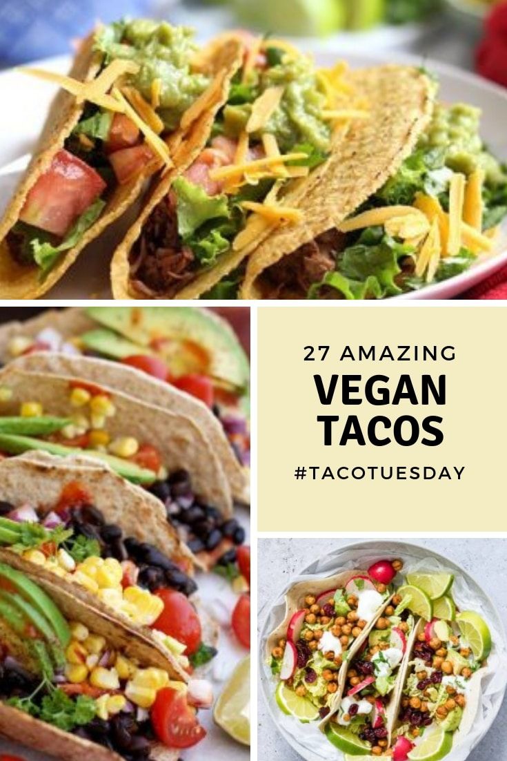 vegan tacos collage with text overlay