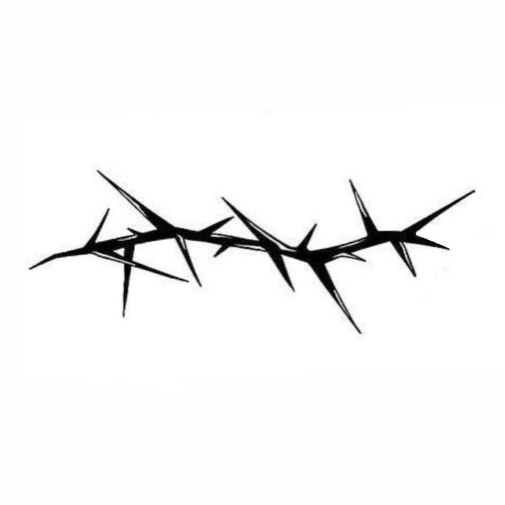 a black and white photo of a barbed wire on a white background with the word,