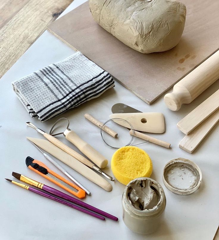 the tools are laid out on the table ready to be used in making breads