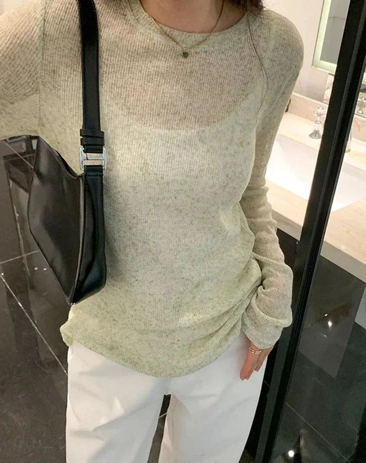 S: Shoulder 39cm, sleeve 62cm, bust 92cm, length 66cm
M: Shoulder 40cm, sleeve 63cm, bust 96cm, length 67cm
L: Shoulder 41cm, sleeve 64cm, bust 100cm, length 68cm
XL: Shoulder 42cm, sleeve 65cm, bust 104cm, length 69cm
  
 Fabric | Polyester , Cotton Casual Crew Neck Long Sleeve Top For Work, Casual Stretch Long Sleeve Top For Work, Fall Crew Neck Versatile Blouse, Versatile Crew Neck Fall Blouse, Fall Layering Blouse With Crew Neck, Spring Long Sleeve Workwear T-shirt, Casual Long Sleeve Fitted Sweater, Long Sleeve Spring Workwear T-shirt, Casual Fitted Long Sleeve Sweater