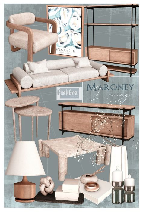 an assortment of furniture and decor items are shown in this graphic art workbook cover