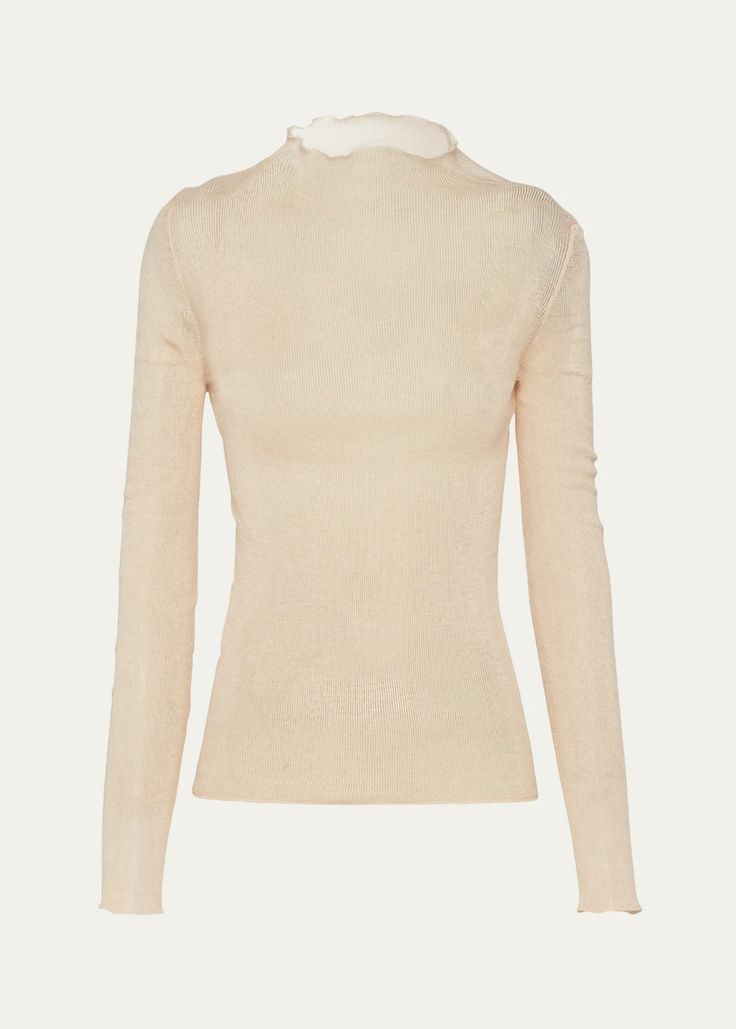 Get free shipping on Prada Superfine Cotton Knit Mock-Neck Top at Bergdorf Goodman. Shop the latest luxury fashions from top designers. Chic High Neck Top With Ribbed Collar, Elegant Ribbed Collar Crew Neck Top, Elegant High Neck Top With Ribbed Collar, Chic Turtleneck Pointelle Knit Top, Elegant Fine Knit Top With Funnel Neck, Elegant Fine Knit Funnel Neck Top, Turtleneck Pointelle Knit Tops For Layering, Fantasy Gowns, Mock Neck Top