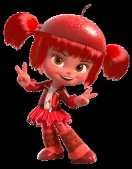 a cartoon character with red hair and big eyes