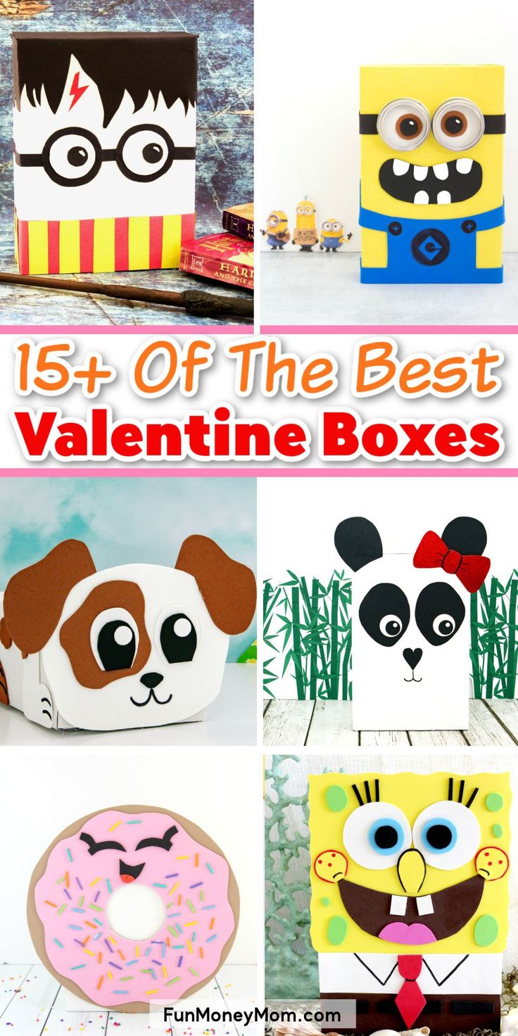 the best valentine boxes for kids to make with their own faces and eyes, including an adorable