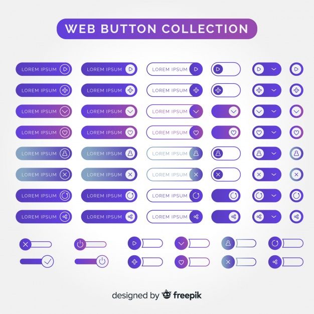 a collection of web buttons in purple and blue