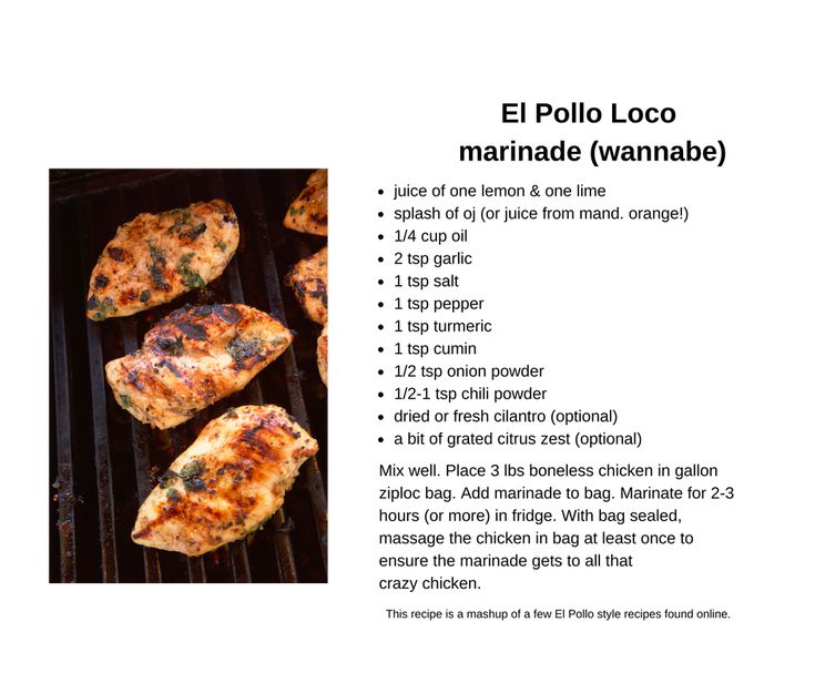 some food is cooking on a grill with the words e polllo locoo marinade wannaba