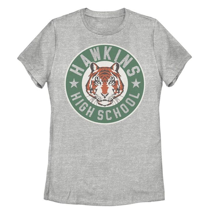 This juniors' Stranger Things Hawkins High School tiger crest graphic tee is perfect for any fan of the series. This juniors' Stranger Things Hawkins High School tiger crest graphic tee is perfect for any fan of the series. Crewneck Short sleeves Jersey constructionFABRIC & CARE Cotton, polyester Machine wash - delicate Imported Size: Xxl. Color: Grey. Gender: female. Age Group: kids. Material: Cotton / Poly. Hawkins High School, Stranger Things Style, School Spirit Shirts Designs, Tiger Mascot, School Shirt Designs, School Spirit Wear, School Spirit Shirts, Spirit Shirts, School Logo