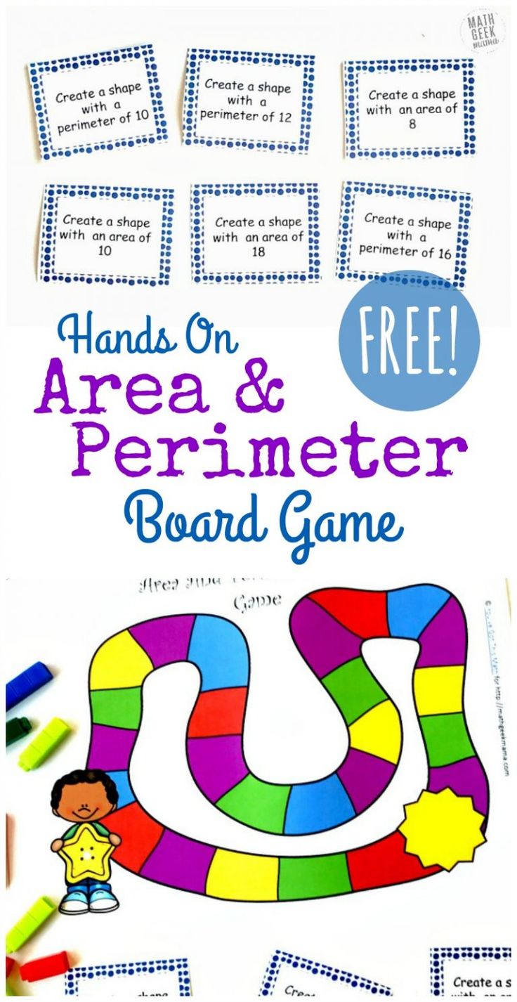 hands on area and perimeter board game for kids to practice their handwriting skills with free printables