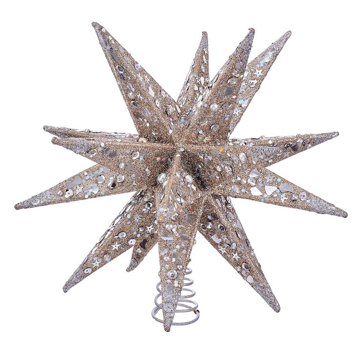 a christmas ornament that has been decorated with lights and snowflakes