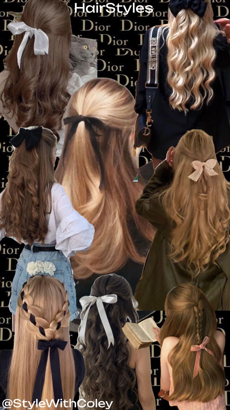 HairStyles | Old Money | Bow Hairstyles | Old Money Fashion | @StyleWithColey #hairstyle #hairgoals #oldmoneyfashion #oldmoneyinspo Mullet Hairstyles, Girly Hairstyles, Hairstyle Examples, Old Hairstyles, Long Hairstyle, Romantic Hairstyles, رعب نفسي, Bow Hairstyle, Trendy Hairstyle