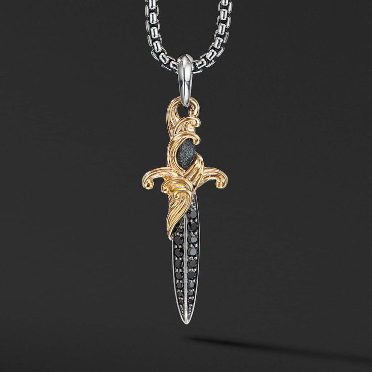 David Yurman Mens, Adornment Jewelry, Black Diamonds, Mens Pendant, Fine Jewels, David Yurman, Black Diamond, Gold Pendant, Jewelry Art