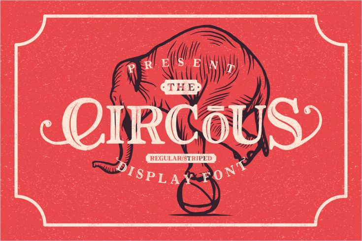 the circus font with an elephant on it's back and some type of lettering