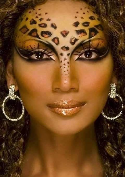 Leopard Makeup Halloween, Fantasy Make-up, Leopard Halloween, Leopard Makeup, Leopard Face, Clown Makeup, Cat Makeup, Fantasy Makeup, Elegant Hairstyles