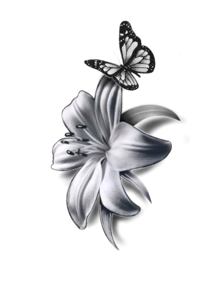 a white flower with a butterfly on it's back and wings flying over it