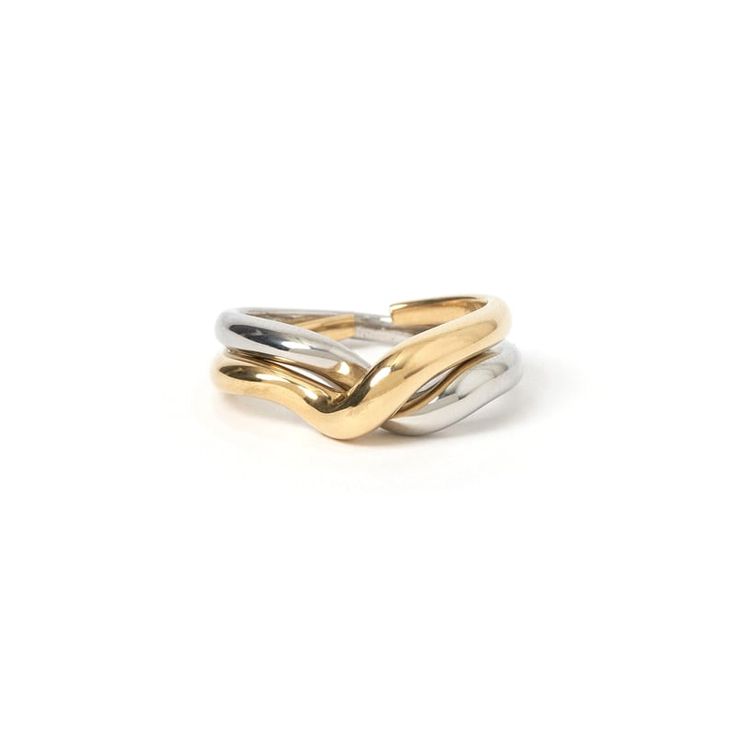 Simi Two Tone Ring Two Toned Rings, Mixed Metal Jewelry Stack, Gold And Silver Jewelry Together Mixed Metals, Mixed Metals Rings, Gold And Silver Jewelry Mixed, Mix Metal Jewelry, Thick Silver Rings, Silver And Gold Jewelry Mixing, Clean Girl Jewelry