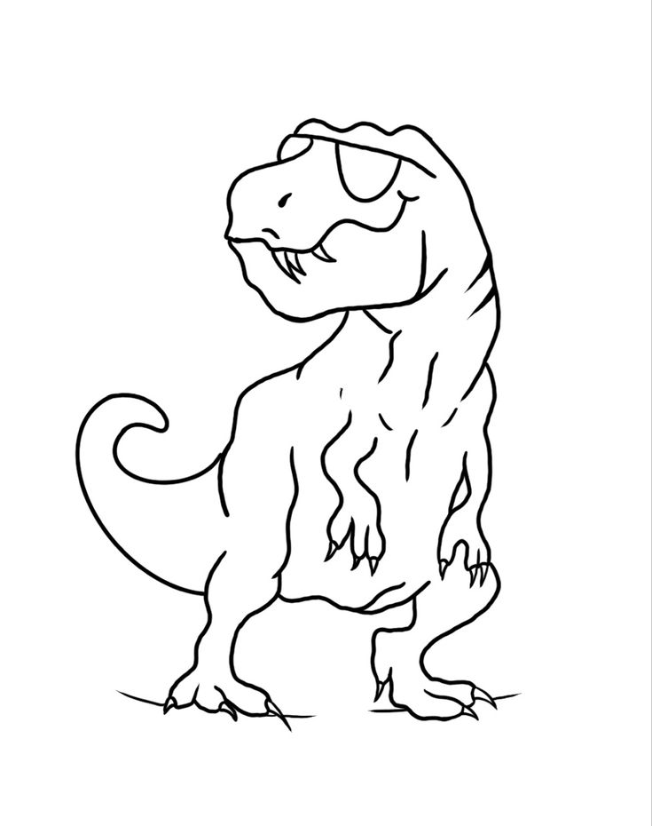 a drawing of a dinosaur with glasses on it's face