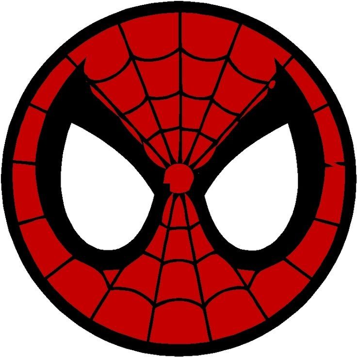 the face of spider man in red and black