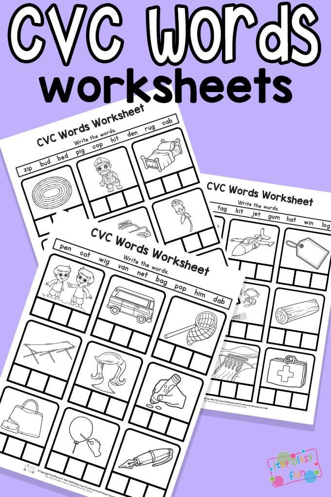 cvc worksheets with the words cvc words worksheet on them