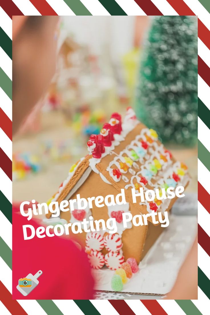 the gingerbread house decorating party is on display