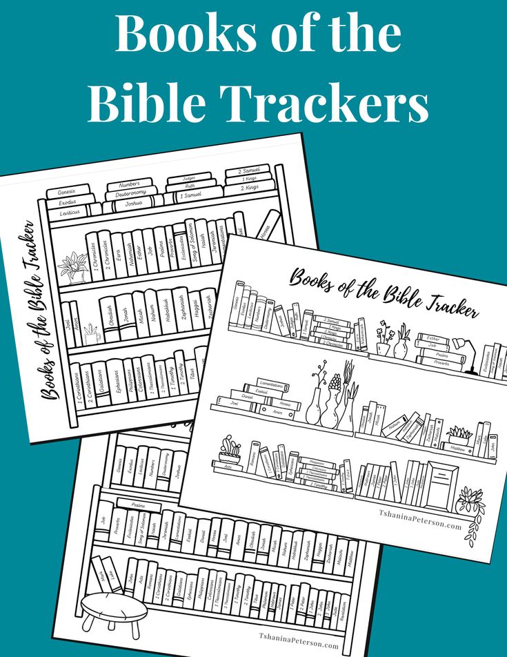 two books on the bible trackers are shown in black and white, with text that reads