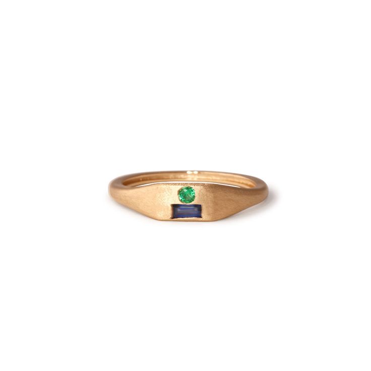 Modernist Signet Ring - Emerald, Sapphire Modern 14k Gold Emerald Ring For Everyday, Modern Emerald Ring With Rectangular Stone, Modern Signet Ring With Gemstone For Promise, Modern Gemstone Signet Ring For Promise, Modern Gemstone Signet Promise Ring, Minimalist 14k Gold Emerald Cut Signet Ring, Modern Stackable Emerald Cut 14k Gold Rings, Modern 14k Gold Emerald Cut Stackable Rings, Modern 14k Gold Sapphire Open Ring