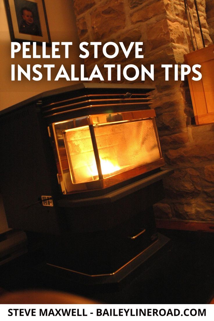 a stove with the words pellet stove installation tips