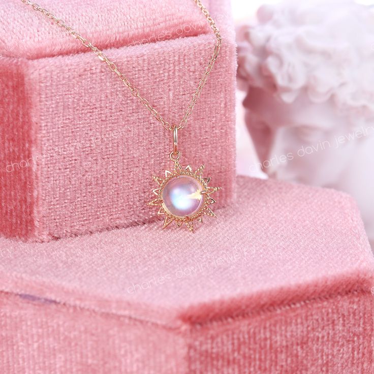 ✧･ﾟ: *✧･ﾟ:* Welcome to Charles Davin Jewelry*:･ﾟ･ﾟ✧ Moissanite - a gemstone known to bring in luck in someone's life, the user can give off a look of elegance. You can give your special someone luck whilst showing your love to them.  ✶Material: 10K/ 14K/ 18K ✶Main Stone: Natural Moonstone; Approx. 0.8ct ✶Side Stone: - ✶Chain length: 40+5cm extension chain PRODUCTION TIME My team of jewelry artisans and I are ecstatic and cannot wait to share our passion, joy and creativity with you! Our jewelry Bridal Necklaces, Sun Burst, Necklace Layered, June Birthstone, Delicate Chain, June Birth Stone, Bridal Necklace, Minimalist Necklace, Birthstone Necklace