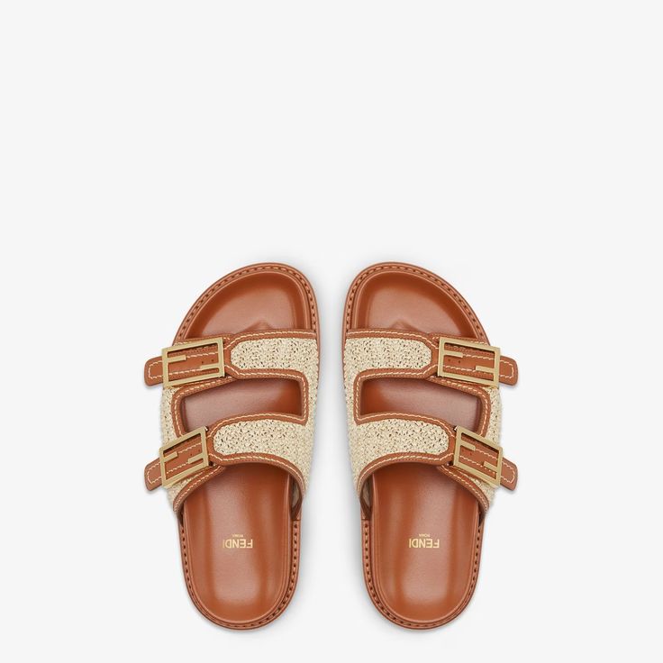 Fendi Feel Fendi Sandals, Fendi Logo Design, Fendi Store, Fendi Logo, Exclusive Gift, Leather Slides, Pale Yellow, Shoes For Women, Luxury Shoes