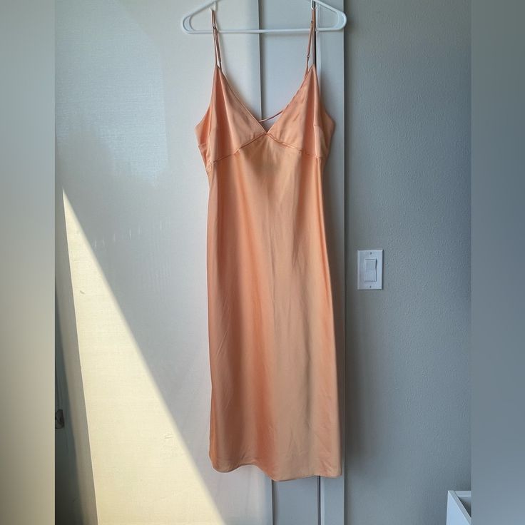 Gorgeous Satin Midi Dress In A Fun Soft Orange Color! Has A Lace Up Back And Adjustable Straps. This Is Basically Brand New! I Wore It Once For Just A Few Hours On Vacation. Soft Orange, Satin Midi Dress, On Vacation, Abercrombie Fitch, Orange Color, Adjustable Straps, Midi Dress, Lace Up, Satin