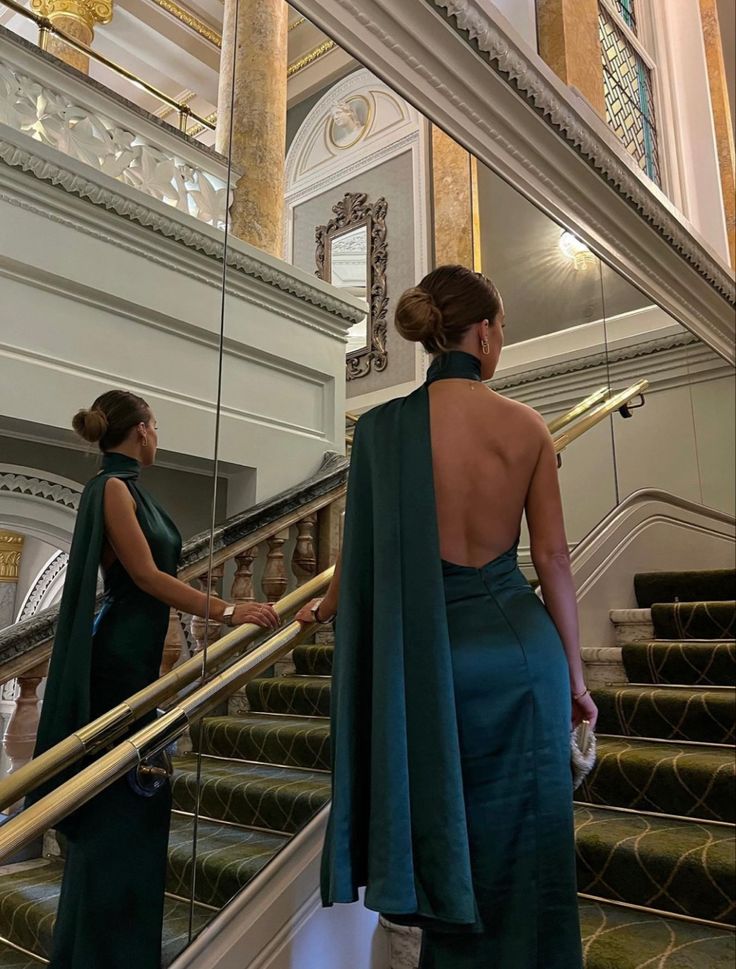 Backless Wrap Dress, Satin Dress With Neck Scarf, Halter Neck Open Back Dress, Halter Scarf Dress, Dresses With Neck Scarf, Wedding Guest Scarf, Emerald Wedding Guest Dress, Club London Dress, Halter Neck Backless Dress