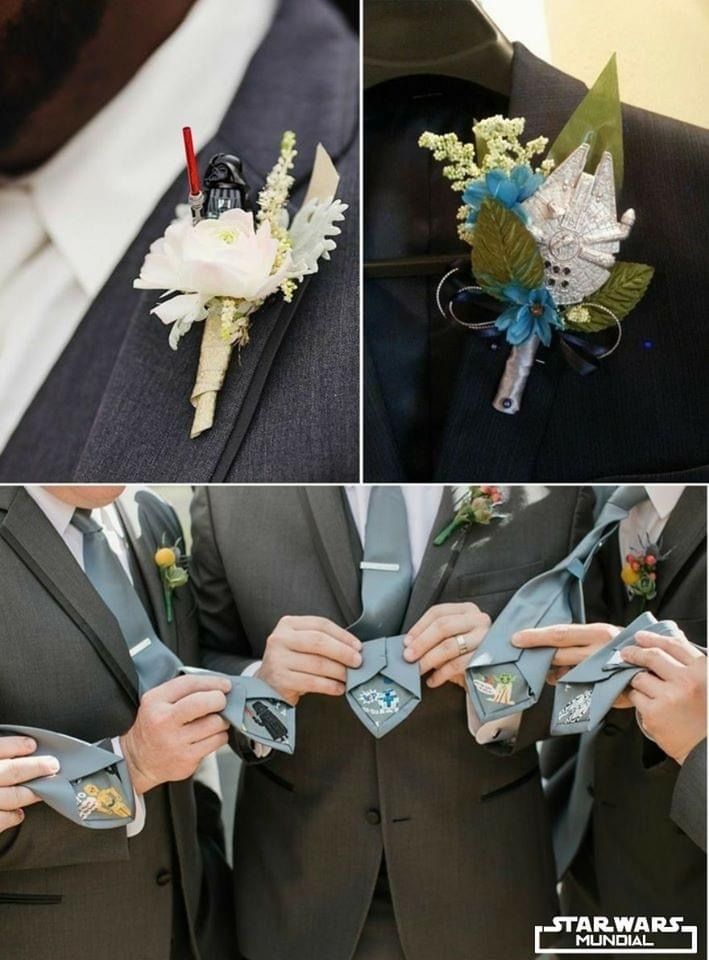 Star Wars Wedding Ideas, Star Wars Wedding Theme, Nerd Wedding, Nerdy Wedding, Button Holes Wedding, Geek Wedding, Star Wars Wedding, Harry Potter Wedding, Star Wars Inspired