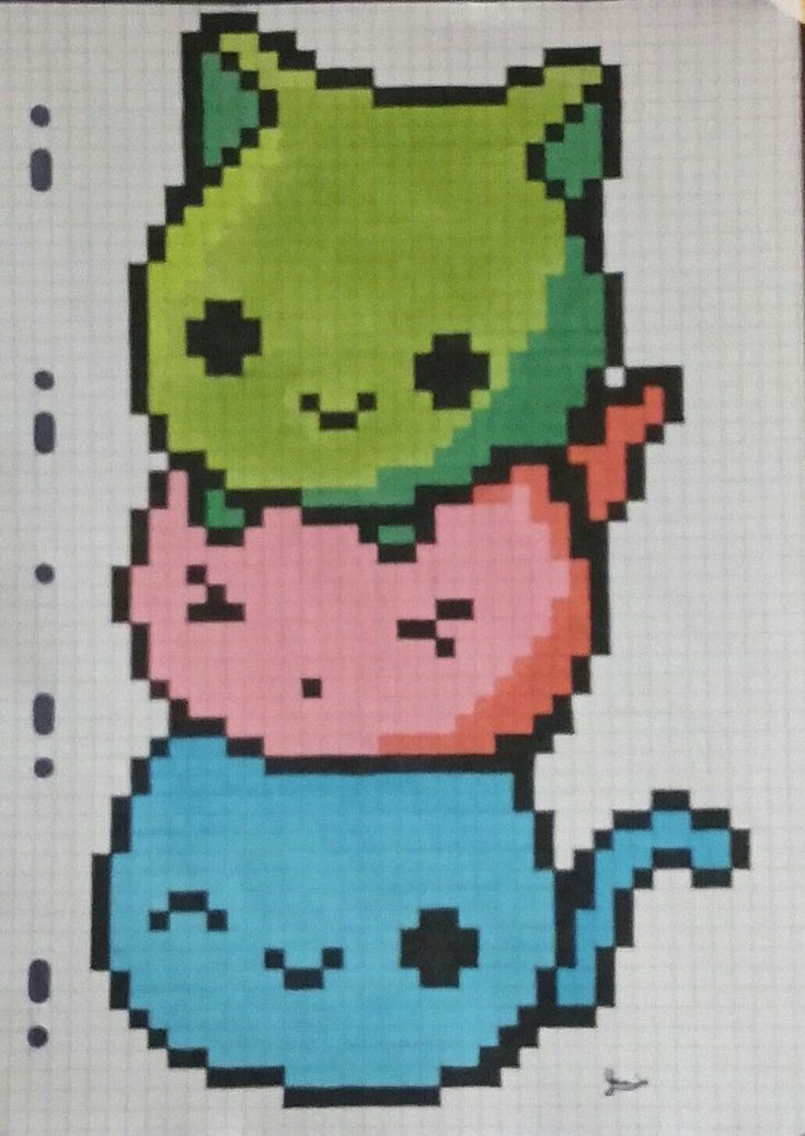 an image of a cartoon character made out of pixelated paper on a piece of white paper